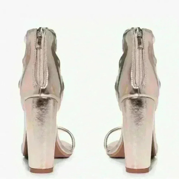 Women's Boohoo Lois Three Strap Ankle Band Block Heels Rose Gold Sz 8US 6UK $43 - Picture 3 of 5